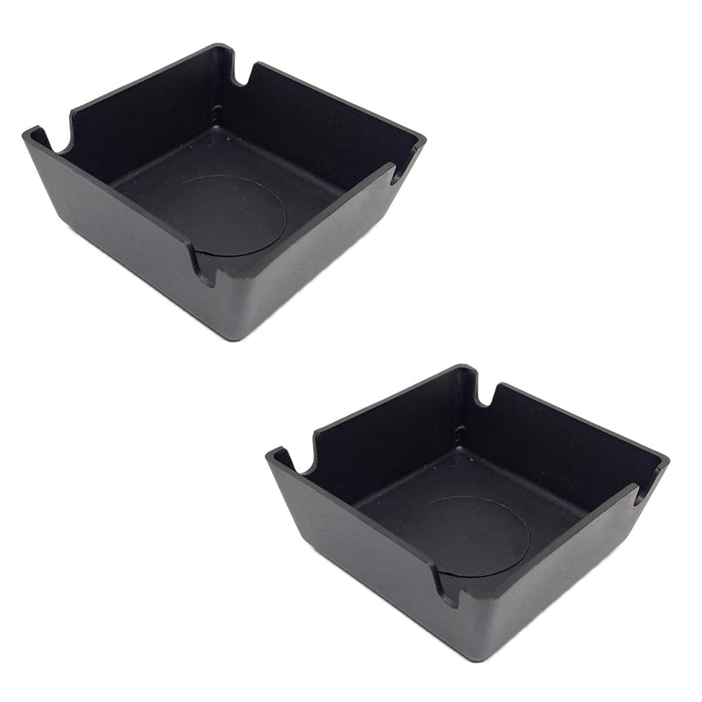 Conjunto com 2 Cinzeiros de Nylon Quadrado Preto