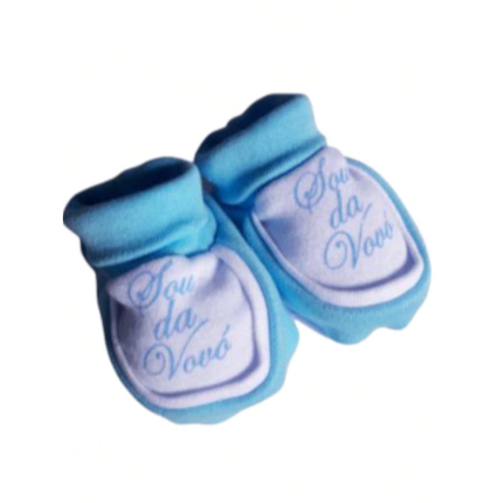 Pantufinha com frase sapatinho bebê. Sou da vovó. Rosa, Rosa pink, Azul Marinho, Azul bebê, Vermelho e Branco.