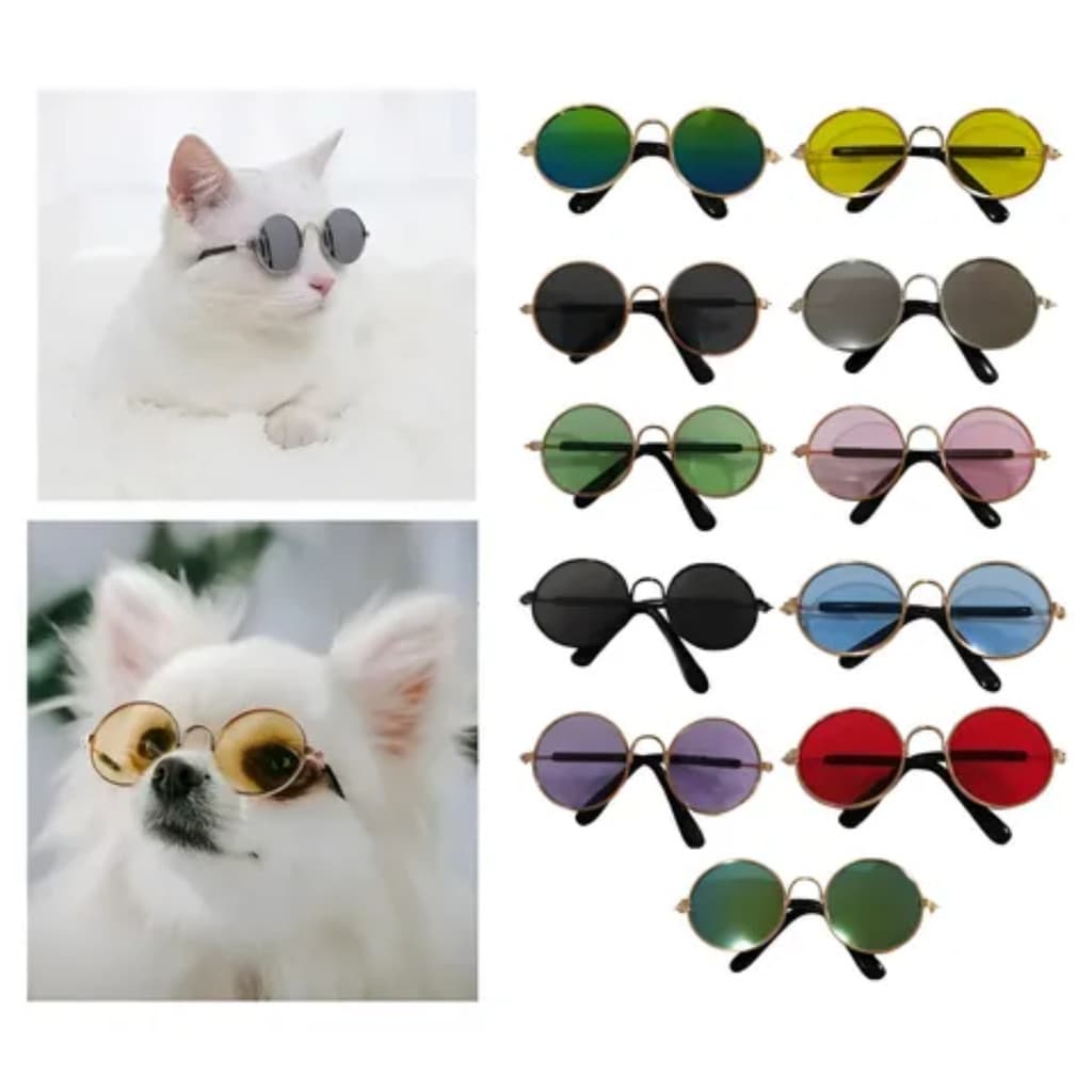 Óculos de Sol para Cachorro e Gato - Proteção UV, Leve e Ajustável - Para Passeios e Fotos