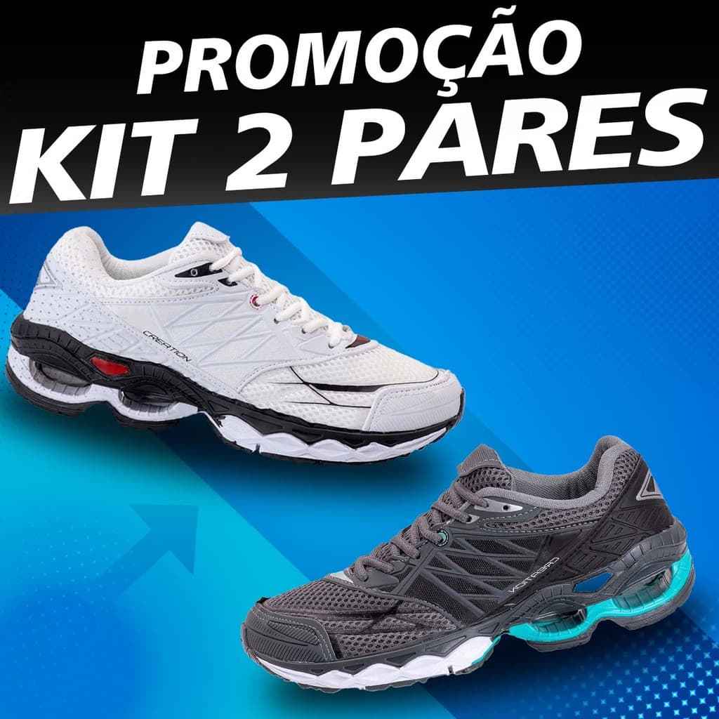 Kit 2 Tênis Masculino Esportivo Casual Com Molas Na Moda Confortável Promoção