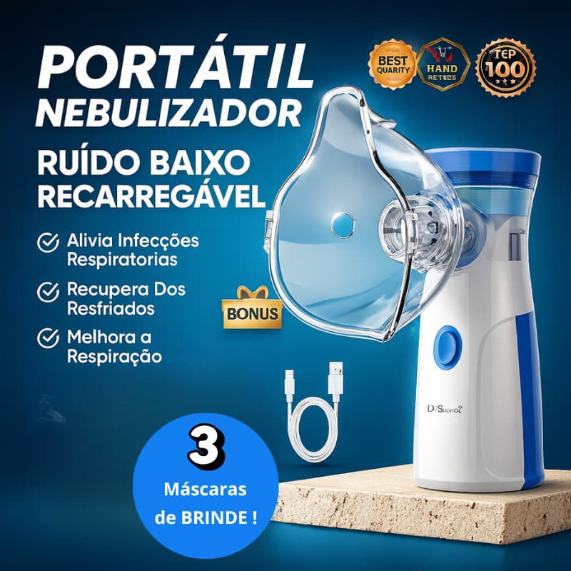 Inalador Nebulizador Portátil Ultrassônico Atomizador Adulto e Infantil Silencioso