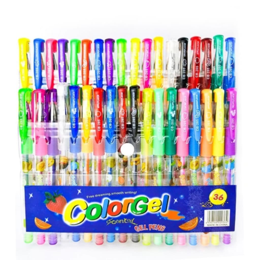 KIT 24/36/48/60 Caneta Gel Colorgel Perfumadas Com Glitter Kit Com 24 a 60 Cores Pastéis