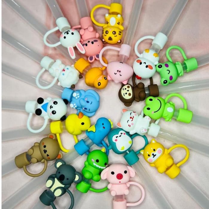 Kit 2 Tampas Decorativas Aleatórias para Canudo de Copo e Garrafa