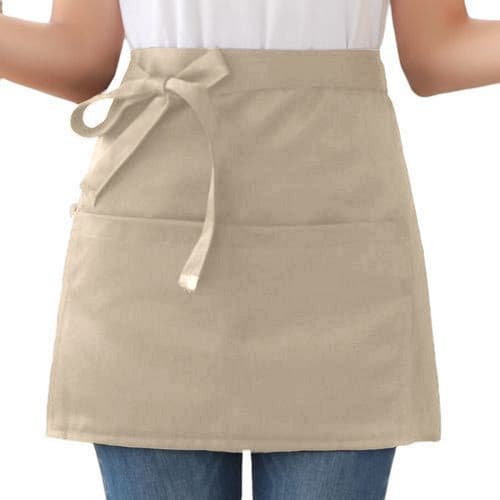 Avental Brim Cintura Curto 2 Bolsos Algodão Chef Atendimento Liso