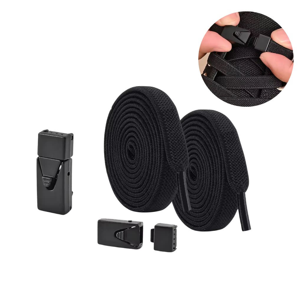 1 Par Cadarço Elástico Fecho Sem Amarrar Laço Nó Tênis Sapato