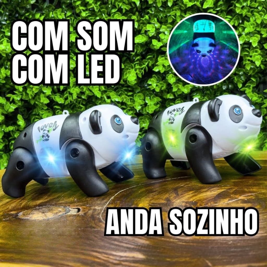 Panda Eletrônico com Movimento, Som e Luzes LED