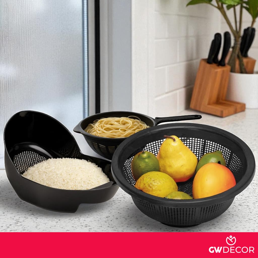 Kit Lava Tudo Escorredores Plástico Telados de Arroz Massas Fruas Legumes Alimentos Multiuso Resistentes