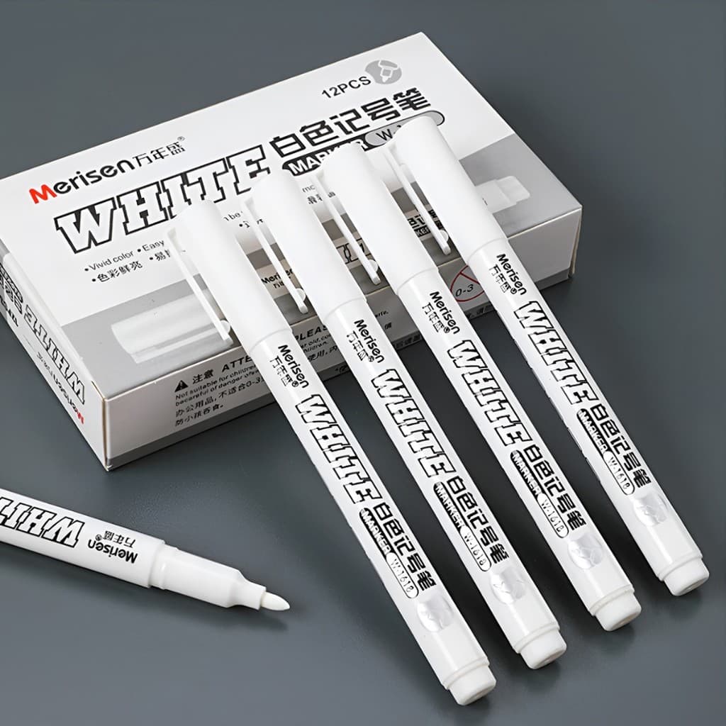 Canetas de Destaque Brancas 5/10pçs Pacote - Marcadores de Arte Cabeça Redonda 1mm - Desenho Criativo, Escola, Reparos