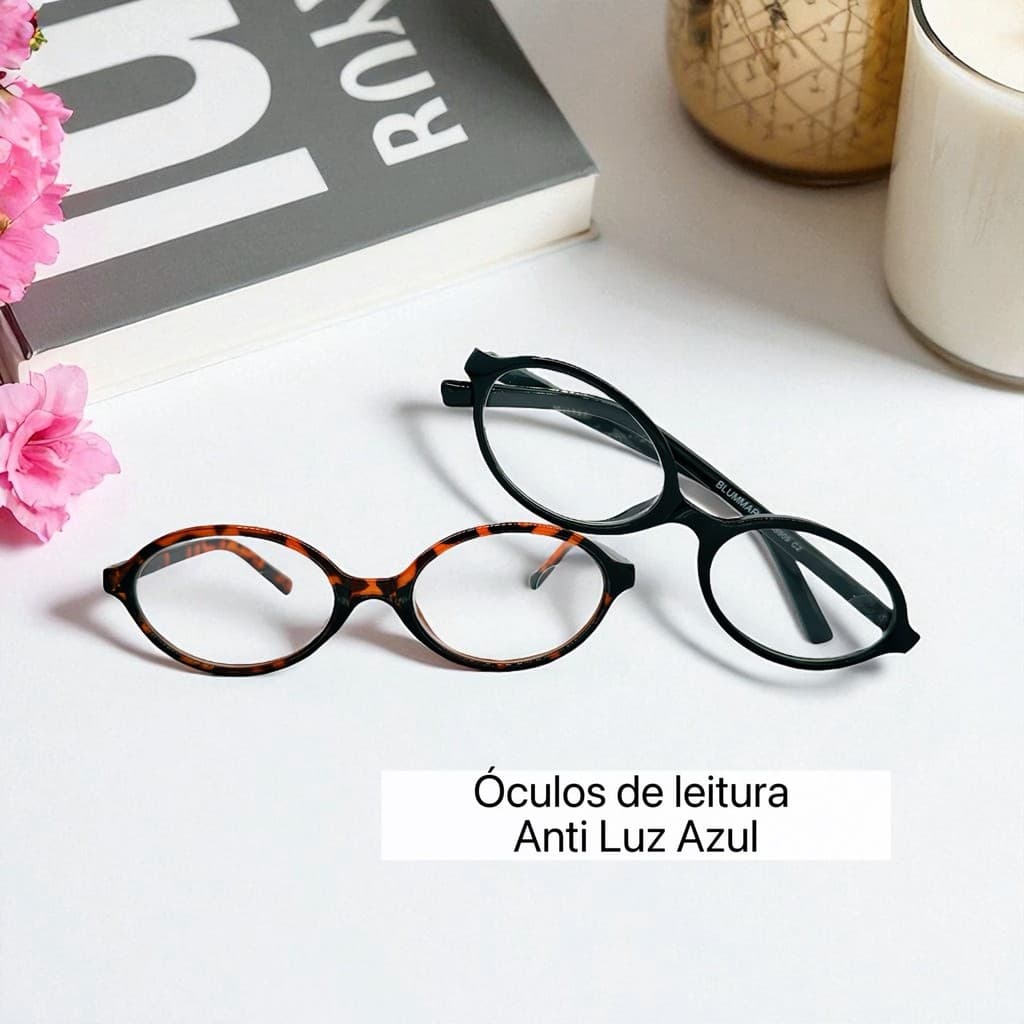 Óculos de Leitura Miu Feminino +1.00 ao +2.50 Leopardo Armação Retrô Ultra Leve Proteção Anti Luz Azul