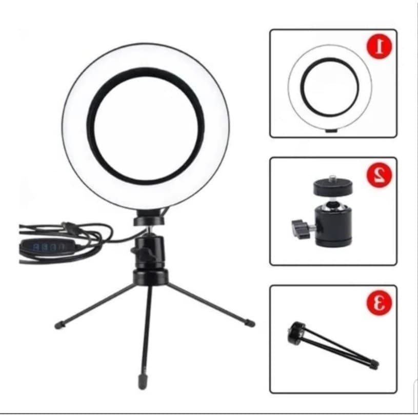 Ring Light de Mesa Blogueira Portátil Luminária De Led 6 Polegadas + Tripé De 16 Cm Right fang