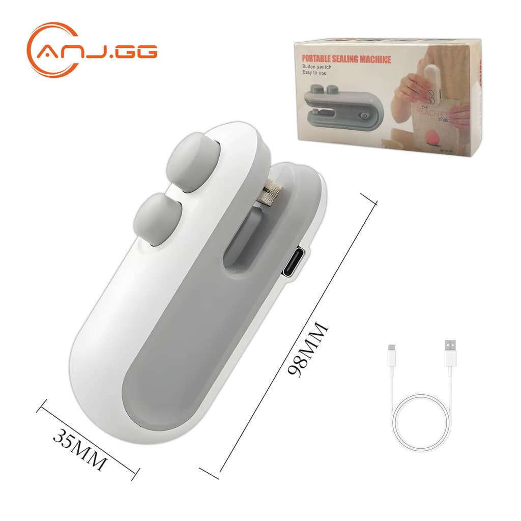 Selador Portátil 2 em 1 Abridor e Selador de Sacos Recarregável via USB 16W