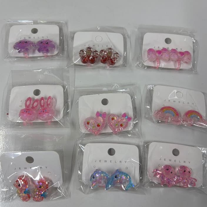 Brincos falsos coloridos para meninas princesas sem orelhas furadas