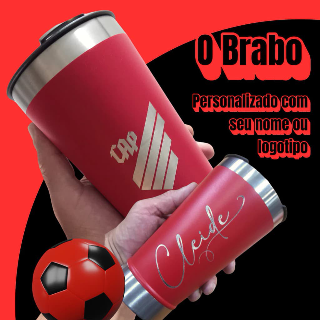 Copo Térmico Athlético Paranaense Personalizado com seu Nome ou Logotipo Clube Atlético CAP 473