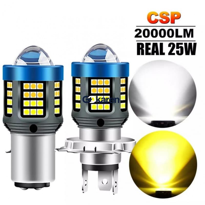 H4 LED motocicleta H6 BA20D T19 P15D farol da motocicleta CSP lente branca amarela alta luz de névoa baixa