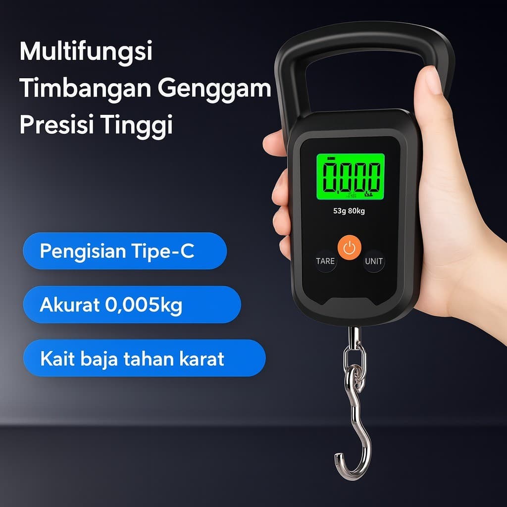 Balança Digital Portátil 50kg | Alta Precisão, Display Iluminado e Função Tara. P.QIU