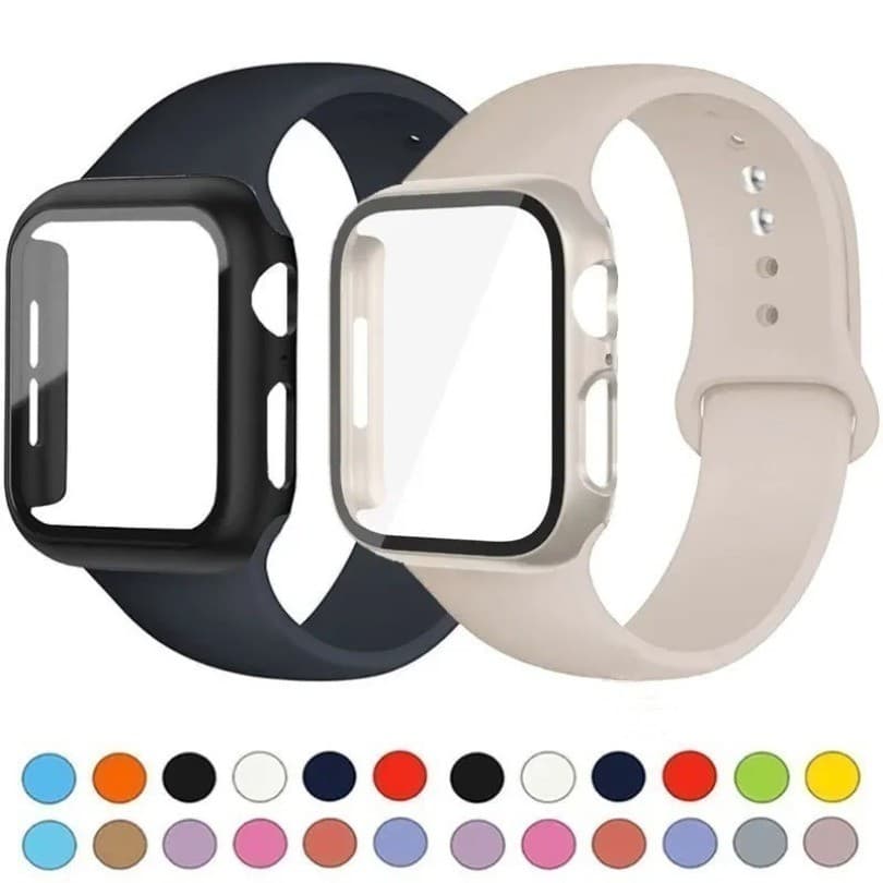 Capa Para PC + Pulseira Apple Watch Série 10 9 8 7 6 SE 5 4 3 Ultra/3 2 iWatch Tamanho 46mm 49mm 41mm 45mm 44mm 42mm 40m
