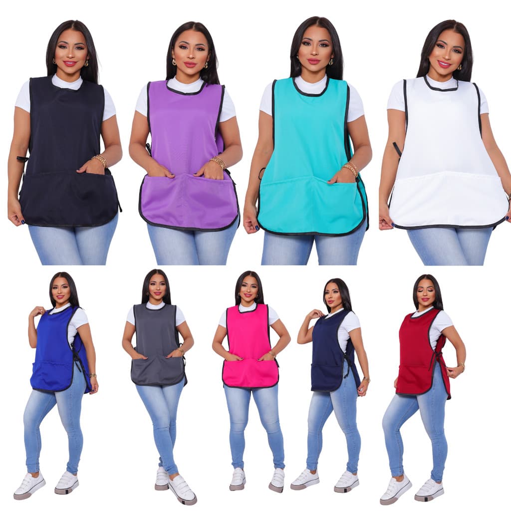 Bata Jaleco Avental Bolso Oxford Não Mancha Ajuste Lateral