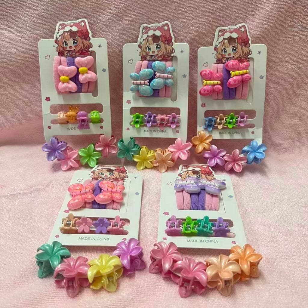 kit 14 conjunto mini piranha e xuxinha e amarrador de cabelo infantil menina-ae