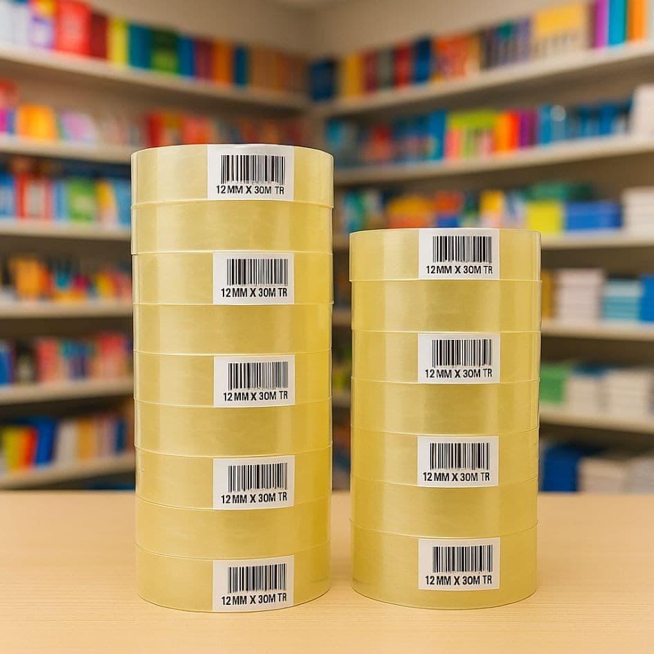 Kit 10 Rolos Fita Adesiva Transparente 12mm x 30m – Fita Escolar, Escritório, Papelaria e Uso Geral