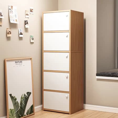 organizador de escritório doméstico, prateleiras armário armazenamento Estante de madeira com porta, estante para livros