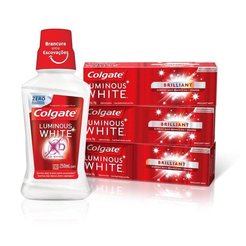 Kit Colgate Luminous White: 3 Unidades 70g+ enxaguante 250ml