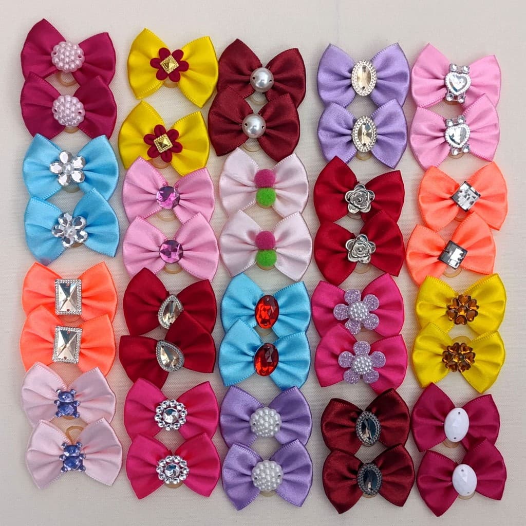 Lacinhos Pet 40 Laços CETIM LISO 20 Pares Médio Rochanelli