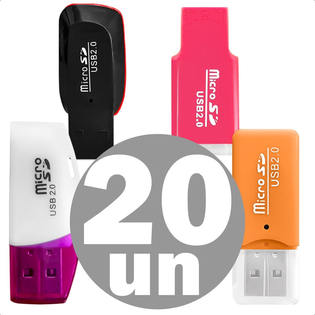 Kit Leitor De Cartão De Memória Adaptador USB 2.0 MicroSD SD MMC Compacto Para Notebook