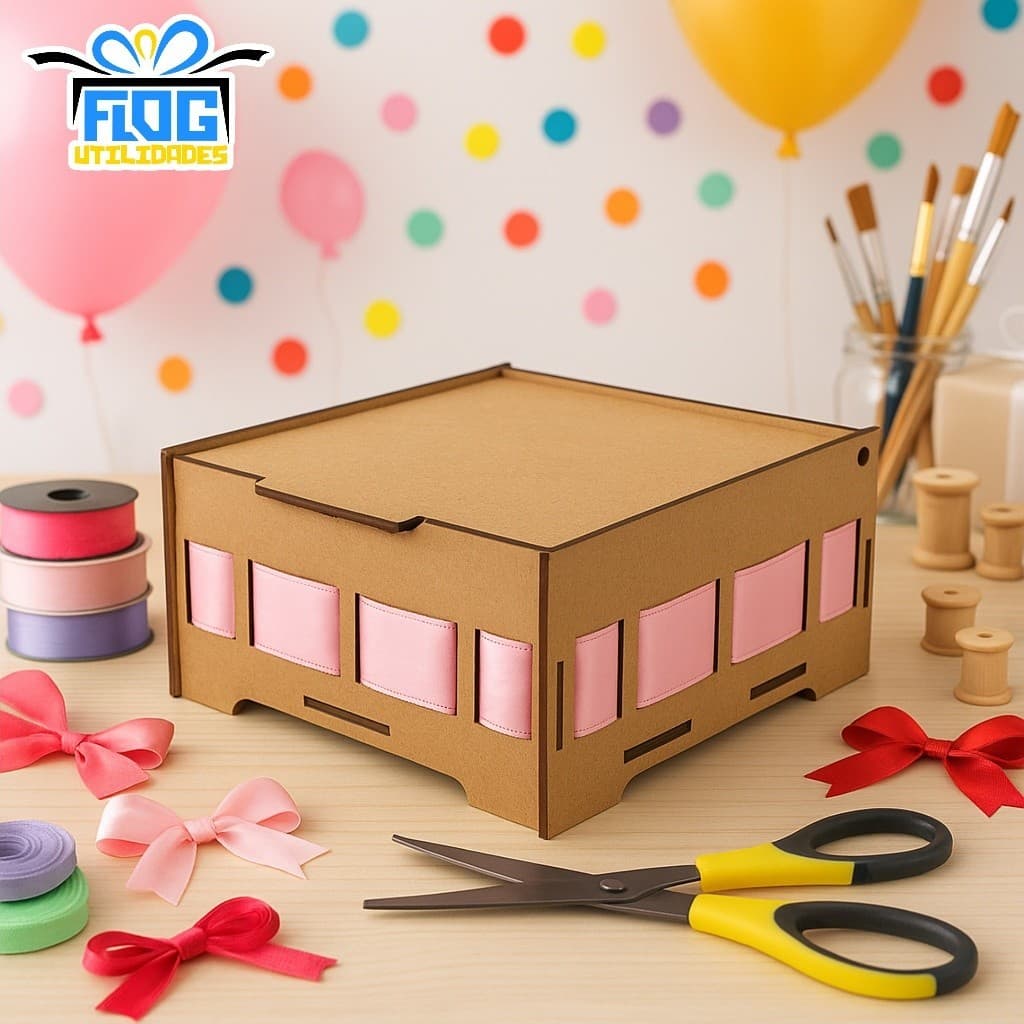 Kit 20 Caixas /10x10x03CM -13x13x04CM - 16x16x05CM Passa Fita Tampa Articulada Lembrancinhas MDF