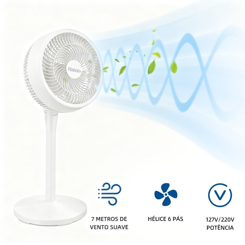 Ventilador Multifuncional, Ventilador Circulador De Ar, Três Velocidades E Três Alturas Ajustáveis, 3 pás