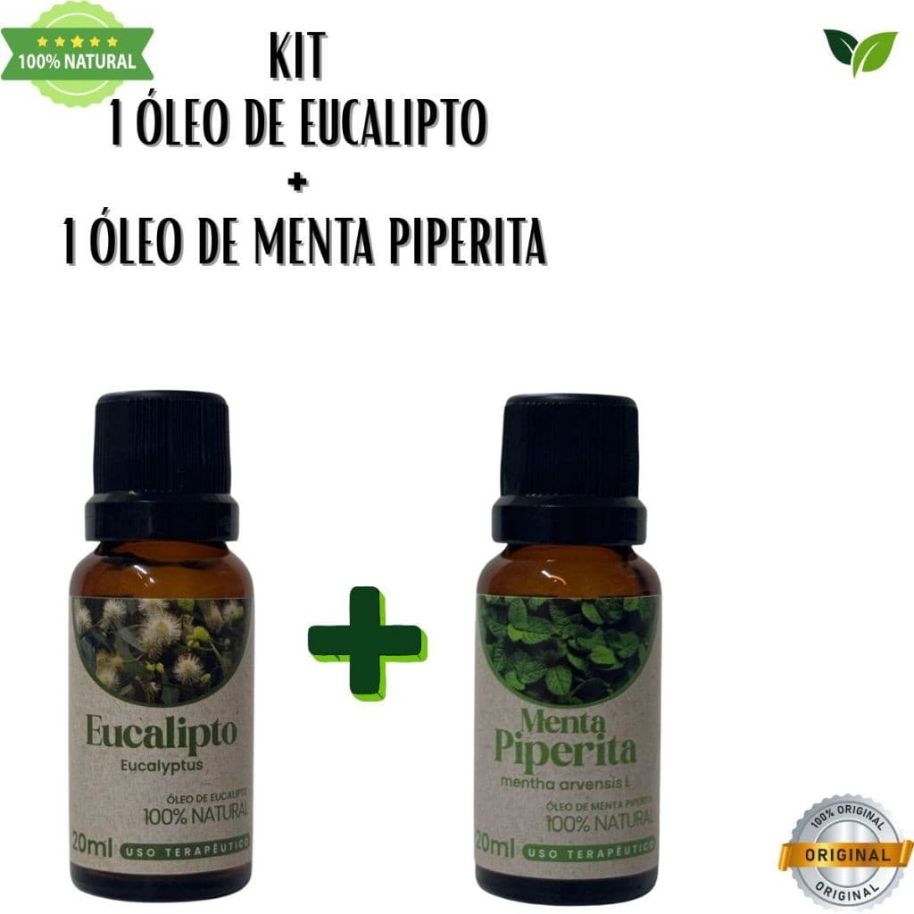 Biosencia | kit 1 oleo de menta piperita + 1 oleo de eucalipto 100% natural 20 ml