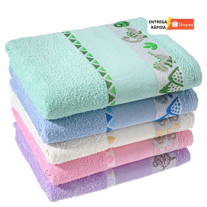 Kit com 01, 02 ou 03 Toalhas de Banho Infantil Barra para Personalizar Algodão Suave Macia Leve |3285| Oferta