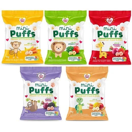 Mini Puffs Biscoito de Arroz Nhami Mami sem glúten e sem leite | COMBO com 5 unidades