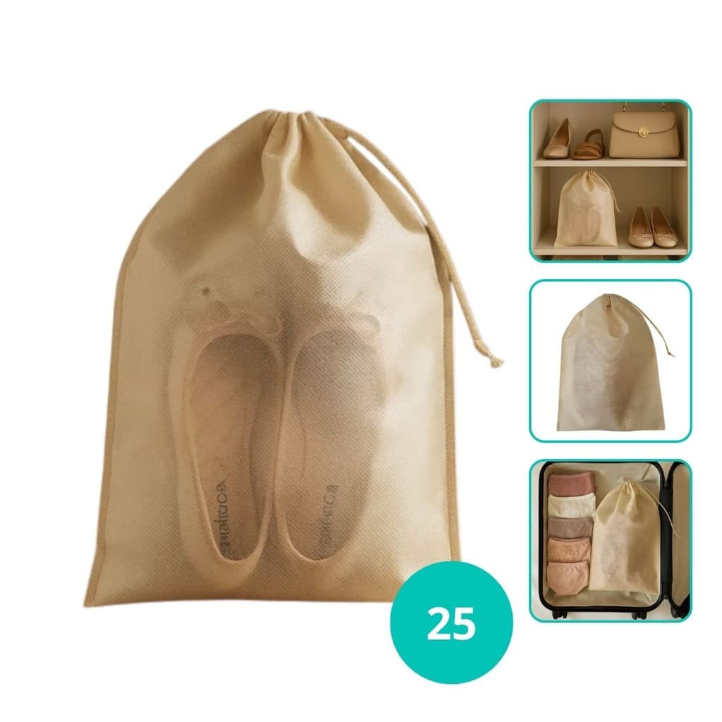 Kit 25 Sacos Tnt Calçados Sapato Chinelo 28x40 Cm Organizar Armário Mala Viagem