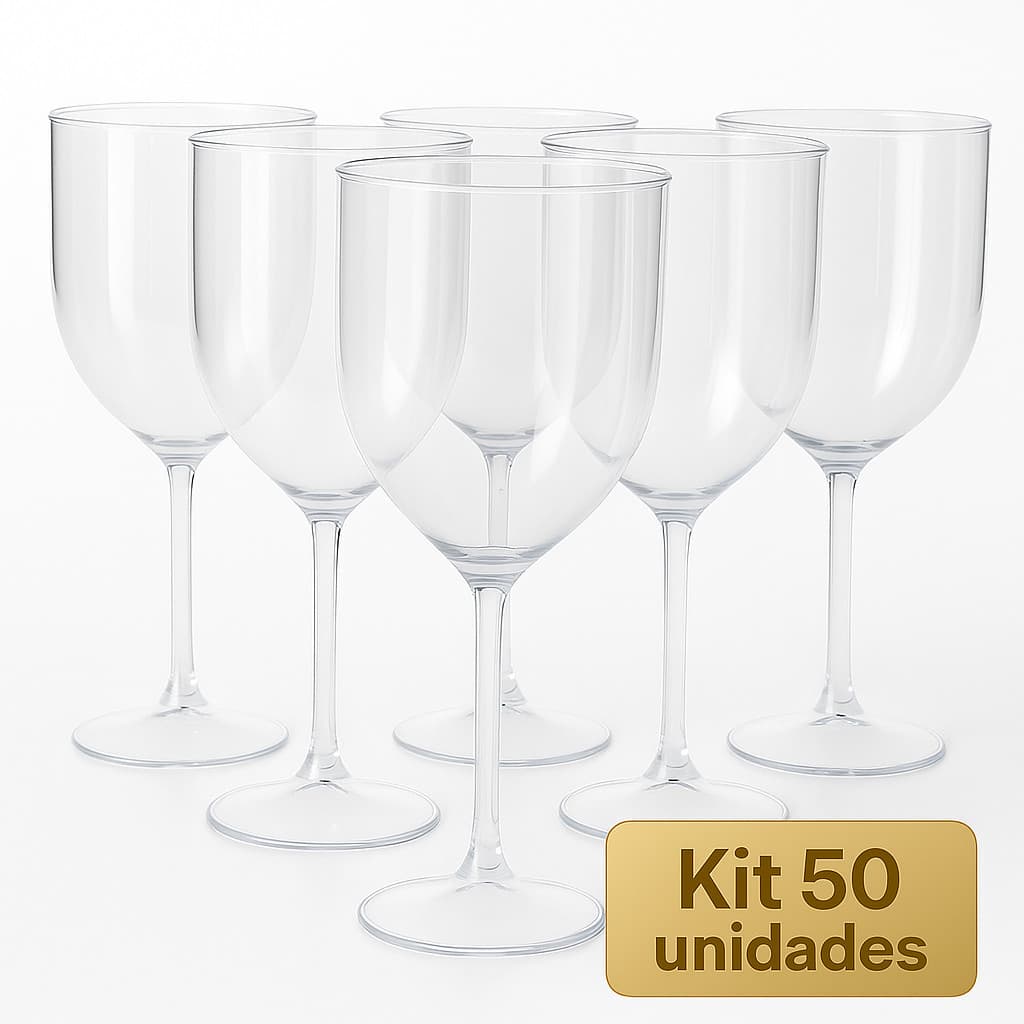 Taças Vinho Acrílico Cristal Resistente 330ml Luxo Natal