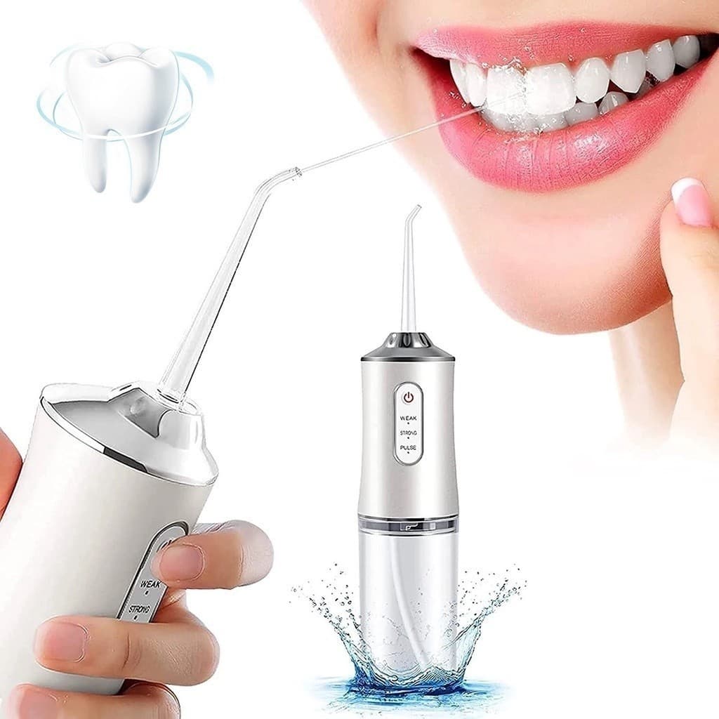 Irrigador Bucal USB Multifuncional 3 em 1 Jato Água Fio Dental Limpador Dentes