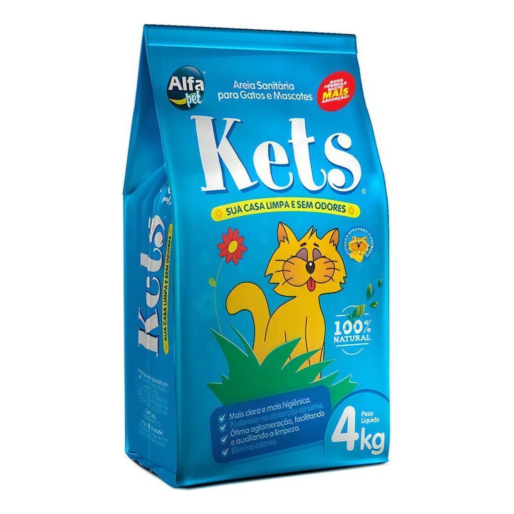 Areia Kets Para Gato Higiênica Sanitária Elimina Odores 4kg