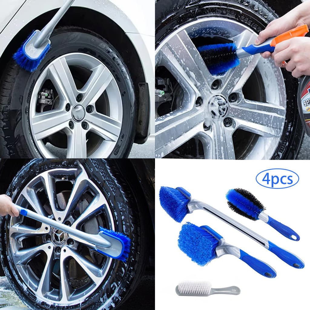 CHC 4 Unidades Escova de Limpeza de Pneus de Carro Multifuncional Escovas de Balde de Anel de Pneu Lavadora Automática E