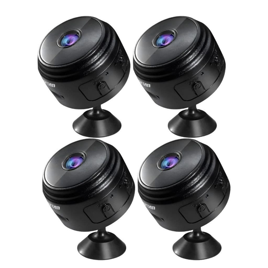 Kit 4 Câmera A9 Mini HD com Sensor de Presença Wi-Fi 110V e Suporte para Encaixe Preto
