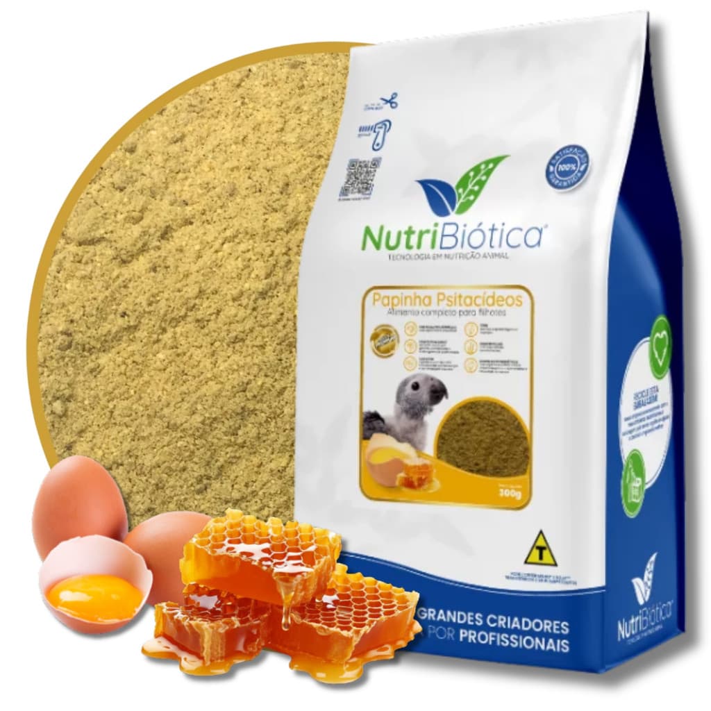 Papa Psitacídeos Filhotes Nutribiotica Super Premium Papinha Ração 300g Papagaio Calopsita Ringneck