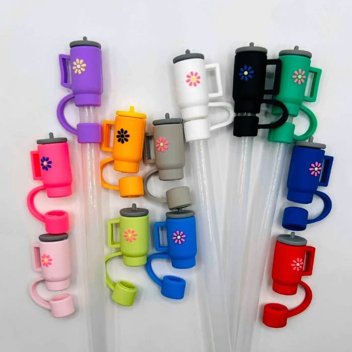 Kit Com 2 Tampas  Aleatórias  Para Canudo Copo Garrafa