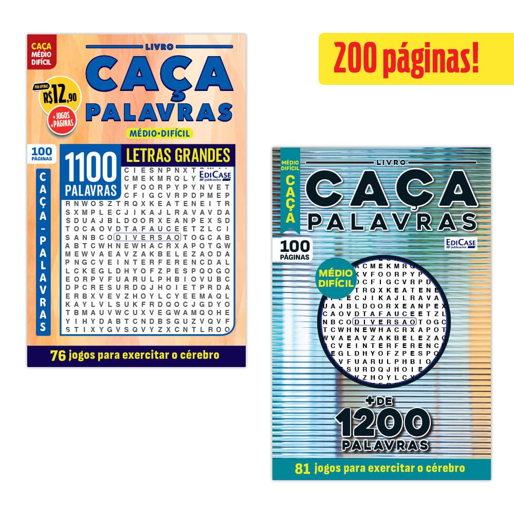 Kit 2 Livros Caça-Palavras ed.09 - Médio/Difícil - 69 e 71
