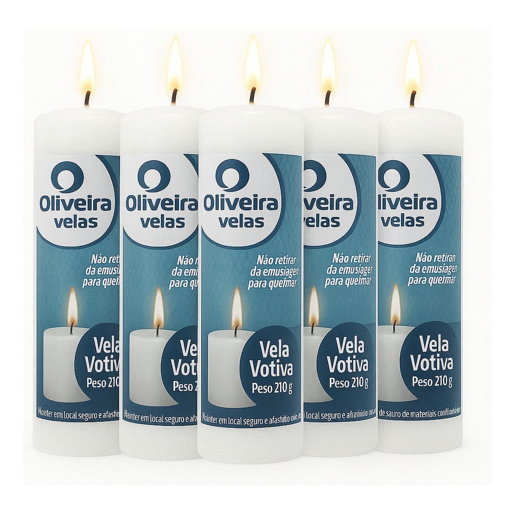 5 Velas Votivas 7 Dias Branca 210g Parafina Pura Atacado