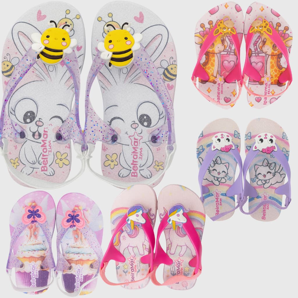 Chinelo Infantil Bebê Menina Confortável Qualidade Eslástico Leve Baby Feminino