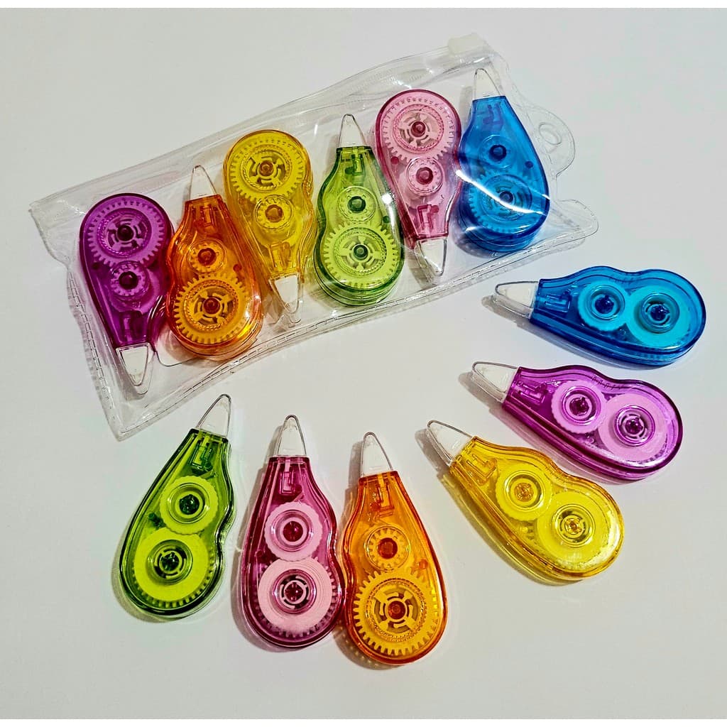 Kit 6 Corretivo em Fita Para Correção Artigos De Papelaria Escola Escritório (colorido)