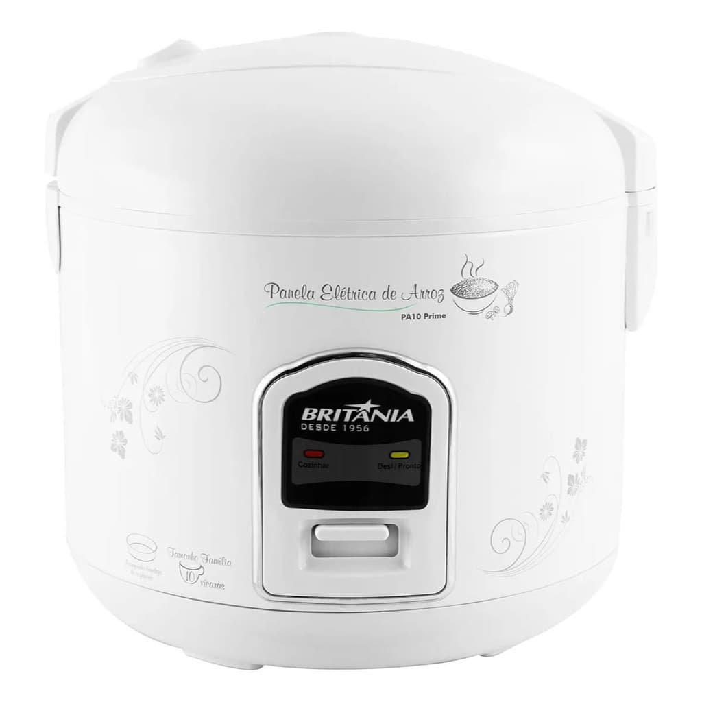 Panela Elétrica de Arroz Britânia PA10 Prime 700W Branca 10 Xícaras 110V