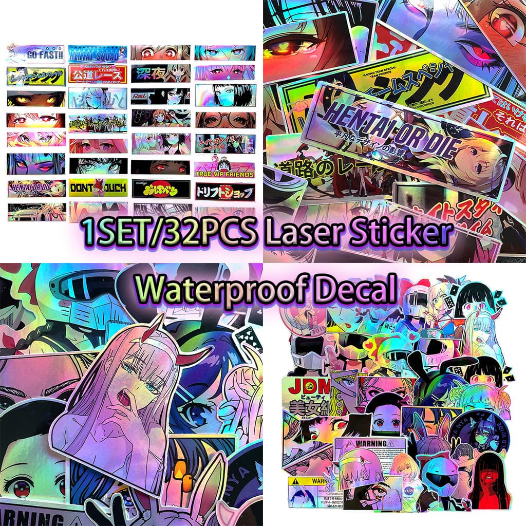 32 Pçs/SET Laser JDM Adesivo Acessórios Para Motocicleta Decalque De Vinil À Prova D'água