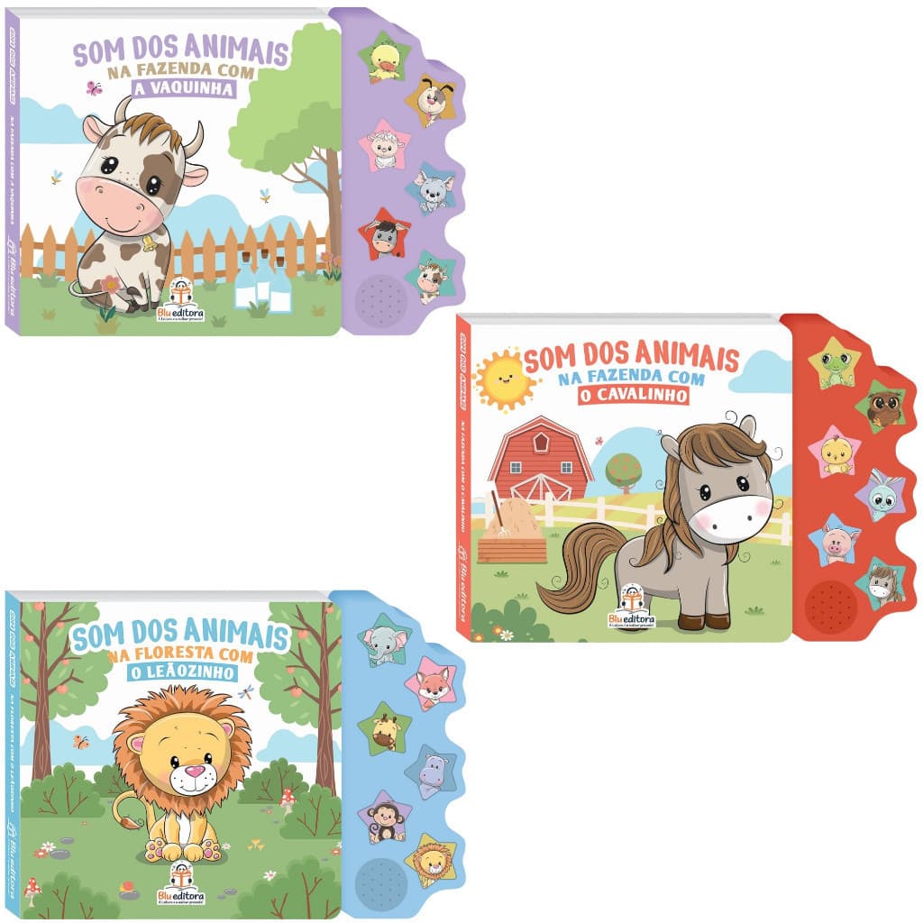 Sons Dos Animais: Leãozinho/Cavalinho/Vaquinha -Pilhas Inclusas - Livro Com Filhos De Animais - Presente Infantil