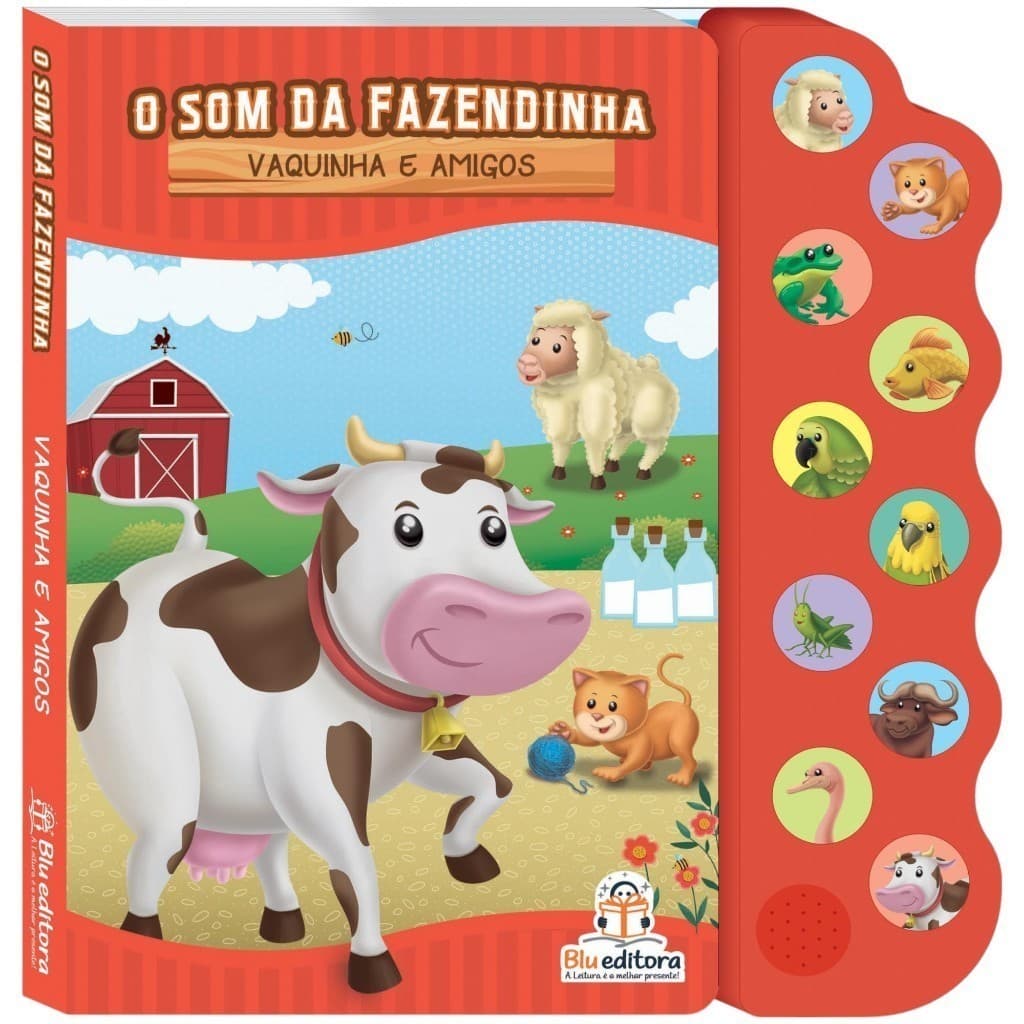 Livros 10 Sons Cachorrinho/Vaquinha/Cavalinho/Pintinho - Fazendinha - 2 Pilhas