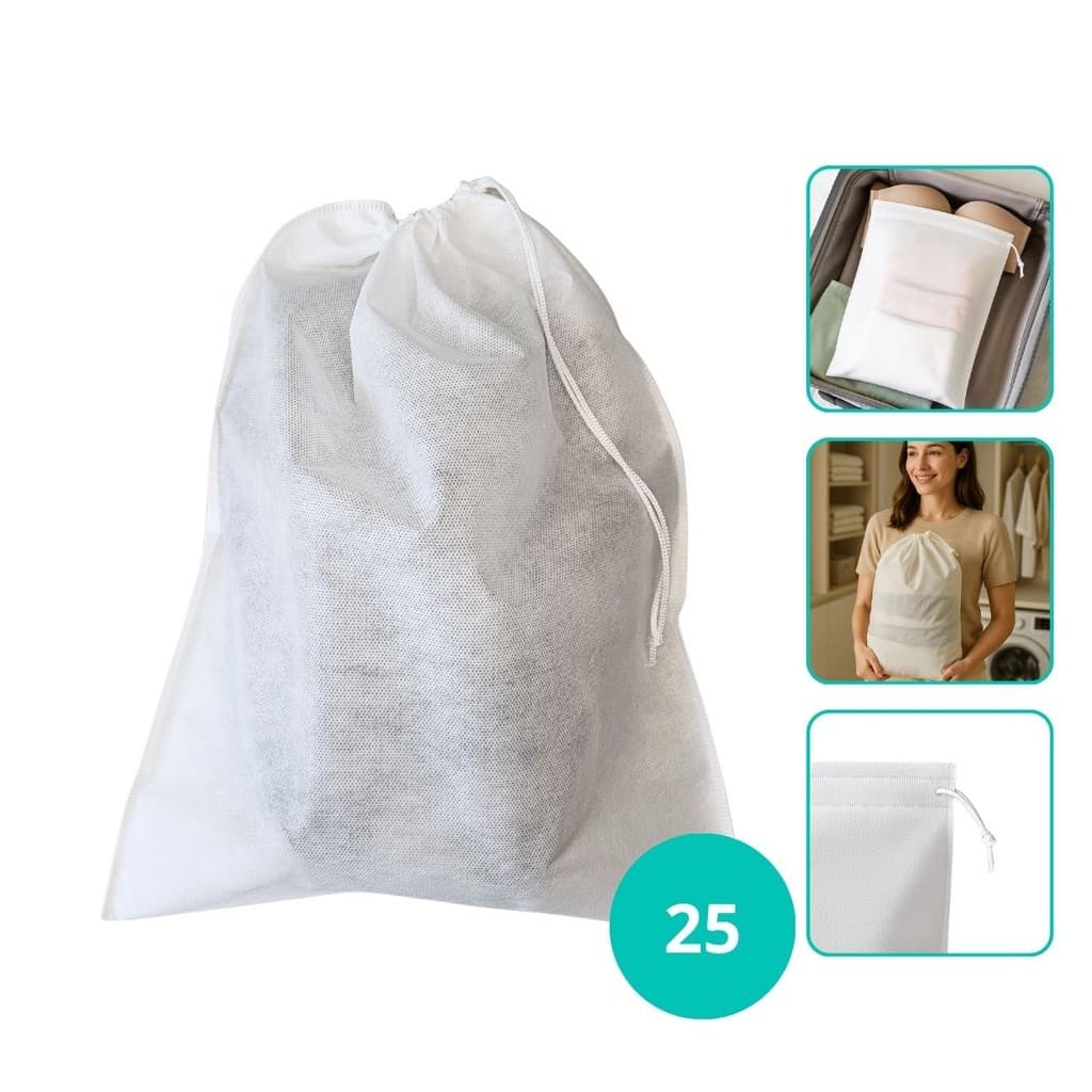 Kit 25 Sacos Tnt Calçados Sapato Chinelo 33x42 cm Organizar Armário Mala Viagem