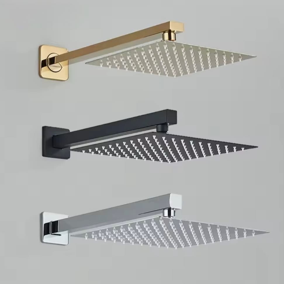 Chuveiro Ducha Quadrado Inox 20X20 CM Com Bico Silicone e Braço 40CM